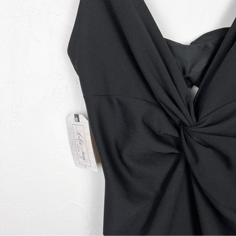 Katie May BHLDN Eva Damaris Twist Front Midi Sheath Cocktail Dress Black - Picture 8 of 15